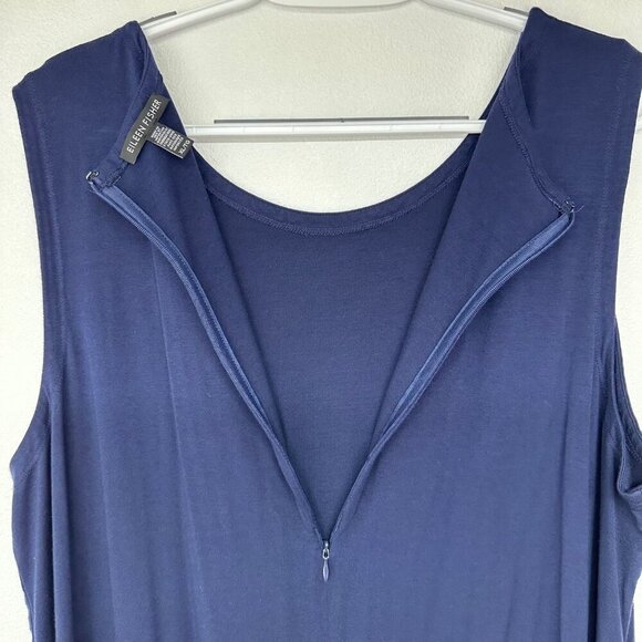 Eileen Fisher Womens Jumpsuit Viscose Stretch Sleeveless Size XL Blue Minimalist - Picture 5 of 12